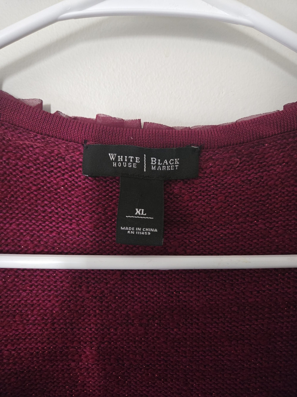 White House Black Market Open-Front Dark Margenta Knit Cardigan Sweater - Picture 2 of 7